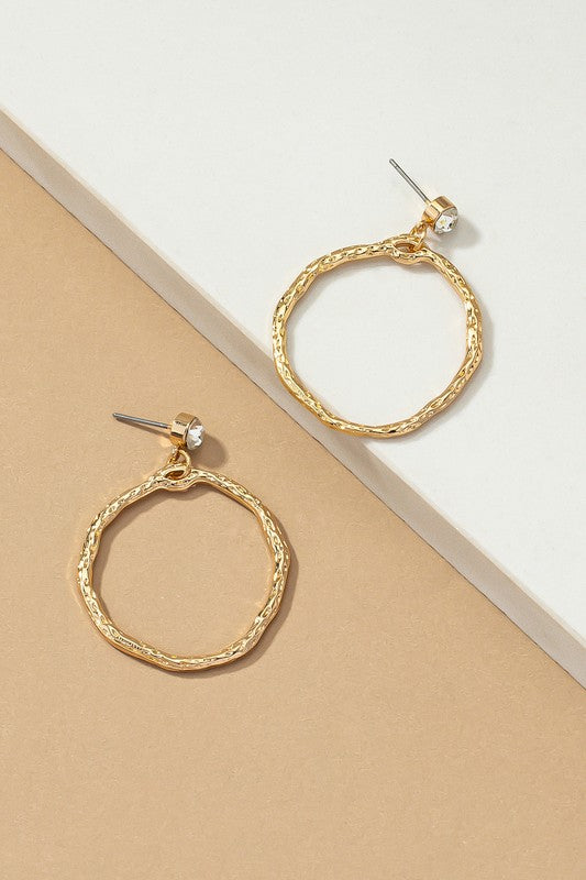 Hammered hoop drop earrings