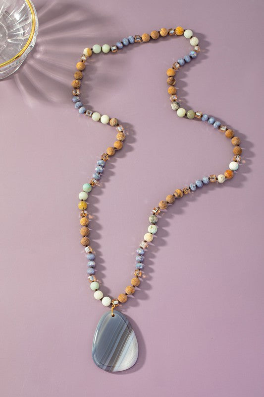 Semi precious bead and pendant necklace