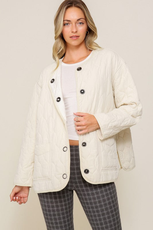 Quilted Puffer Jacket with Pockets